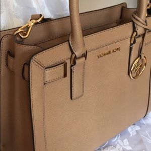 MK Leather Large Satchel with Crossbody Belt